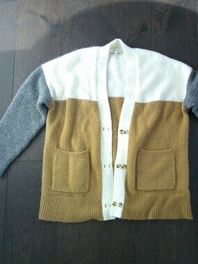Madewell Tan & Gray Double Button Sweater